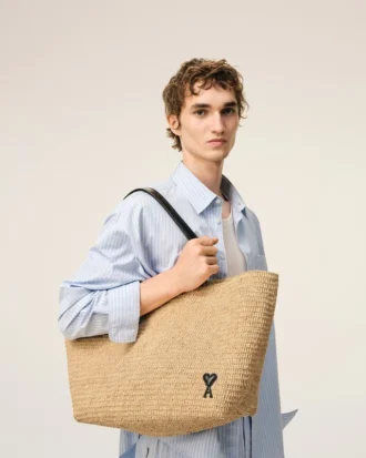 Bolso tote Ami de Coeur de rafia natural