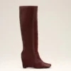 Botas altas hasta la rodilla bicolores de piel burdeos Botas altas hasta la rodilla bicolores de piel burdeos