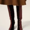 Botas altas hasta la rodilla bicolores de piel burdeos Botas altas hasta la rodilla bicolores de piel burdeos