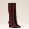 Botas altas hasta la rodilla bicolores de piel burdeos Botas altas hasta la rodilla bicolores de piel burdeos