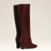 Botas altas hasta la rodilla bicolores de piel burdeos Botas altas hasta la rodilla bicolores de piel burdeos