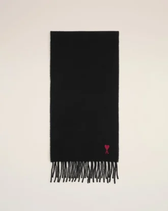 Bufanda Red Ami de Coeur de lana negra con detalles en rojo