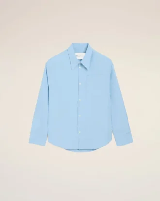 Camisa ancha de algodón azul con cuello de punta de Ami de Coeur