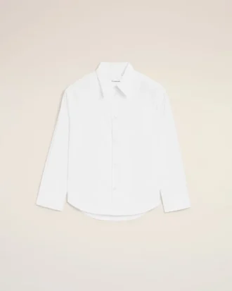 Camisa ancha de algodón blanco con cuello de punta y Ami de Coeur