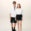 Camisa ancha de algodón blanco con cuello de punta y Ami de Coeur Camisa ancha de algodón blanco con cuello de punta y Ami de Coeur