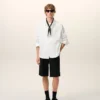 Camisa ancha de algodón blanco con cuello de punta y Ami de Coeur Camisa ancha de algodón blanco con cuello de punta y Ami de Coeur