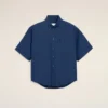 Camisa azul de algodón de corte holgado con bordados «Ami de Coeur»
