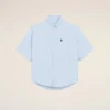 Camisa azul de algodón de corte holgado con bordados «Ami de Coeur»
