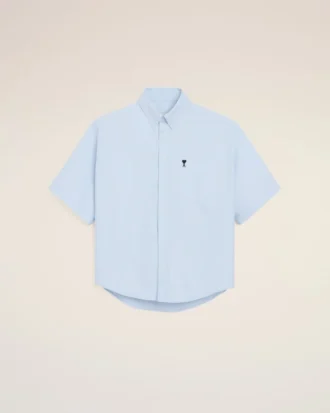 Camisa azul de algodón de corte holgado con bordados «Ami de Coeur»