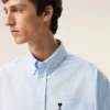 Camisa azul de algodón de corte holgado con bordados «Ami de Coeur»