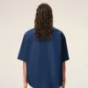 Camisa azul de algodón de corte holgado con bordados «Ami de Coeur»