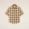 Camisa de cuadros beige de corte recto Ami de Coeur en lona