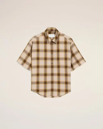Camisa de cuadros beige de corte recto Ami de Coeur en lona