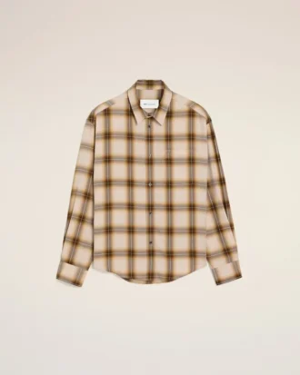 Camisa de cuadros beige de corte recto Ami de Coeur en lona