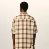 Camisa de cuadros beige de corte recto Ami de Coeur en lona