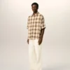 Camisa de cuadros beige de corte recto Ami de Coeur en lona
