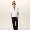 Camisa de sastrería de algodón blanco con bordado Ami de Coeur Camisa de sastrería de algodón blanco con bordado Ami de Coeur