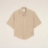 Camisa holgada Ami Paris de manga corta bordada en color beige