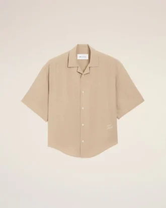 Camisa holgada Ami Paris de manga corta bordada en color beige