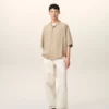 Camisa holgada Ami Paris de manga corta bordada en color beige