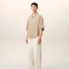 Camisa holgada Ami Paris de manga corta bordada en color beige