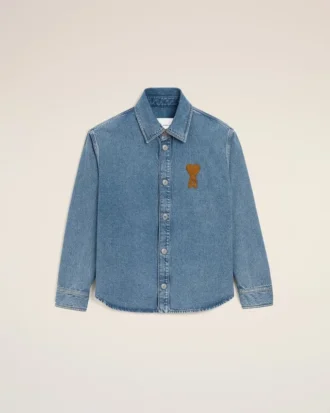 Camisa oversize de punto de algodón azul Ami de Coeur Camisa oversize de punto de algodón azul Ami de Coeur