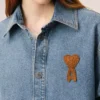Camisa oversize de punto de algodón azul Ami de Coeur Camisa oversize de punto de algodón azul Ami de Coeur