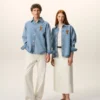 Camisa oversize de punto de algodón azul Ami de Coeur Camisa oversize de punto de algodón azul Ami de Coeur