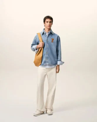 Camisa oversize de punto de algodón azul Ami de Coeur Camisa oversize de punto de algodón azul Ami de Coeur