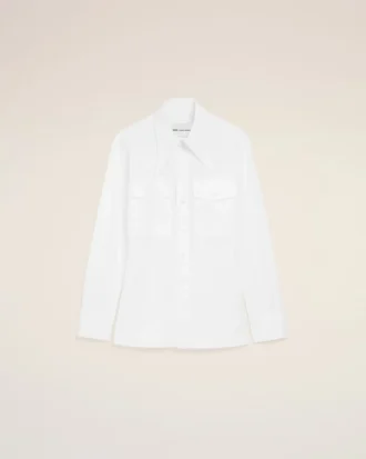 Camisas ajustadas de algodón blanco con cuello de punta