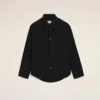 Camisas ajustadas de cuello afilado en mezcla de seda negra Camisas ajustadas de cuello afilado en mezcla de seda negra