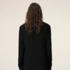 Camisas ajustadas de cuello afilado en mezcla de seda negra Camisas ajustadas de cuello afilado en mezcla de seda negra