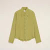 Camisas ajustadas de cuello afilado en mezcla de seda verde Camisas ajustadas de cuello afilado en mezcla de seda verde