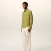 Camisas ajustadas de cuello afilado en mezcla de seda verde Camisas ajustadas de cuello afilado en mezcla de seda verde