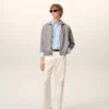 Camisas ajustadas de manga larga con volantes de algodón azul Camisas ajustadas de manga larga con volantes de algodón azul