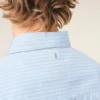 Camisas ajustadas de manga larga con volantes de algodón azul Camisas ajustadas de manga larga con volantes de algodón azul