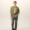 Camisas ajustadas de manga larga con volantes de algodón beige Camisas ajustadas de manga larga con volantes de algodón beige
