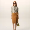 Camisas ajustadas de manga larga con volantes de algodón beige Camisas ajustadas de manga larga con volantes de algodón beige