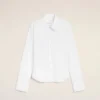 Camisas ajustadas de seda mezclada con cuello de punta en color blanco Camisas ajustadas de seda mezclada con cuello de punta en color blanco