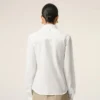 Camisas ajustadas de seda mezclada con cuello de punta en color blanco Camisas ajustadas de seda mezclada con cuello de punta en color blanco