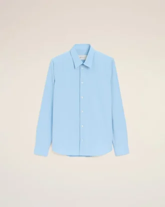 Camisas Ami de Coeur de algodón azul bordadas a medida