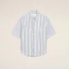 Camisas anchas de manga corta Ami de Coeur de algodón a rayas blancas Camisas anchas de manga corta Ami de Coeur de algodón a rayas blancas