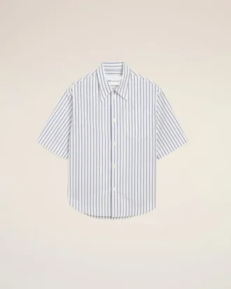 Camisas anchas de manga corta Ami de Coeur de algodón a rayas blancas