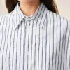 Camisas anchas de manga corta Ami de Coeur de algodón a rayas blancas Camisas anchas de manga corta Ami de Coeur de algodón a rayas blancas