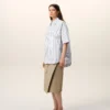Camisas anchas de manga corta Ami de Coeur de algodón a rayas blancas Camisas anchas de manga corta Ami de Coeur de algodón a rayas blancas