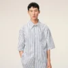 Camisas anchas de manga corta Ami de Coeur de algodón a rayas blancas Camisas anchas de manga corta Ami de Coeur de algodón a rayas blancas