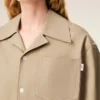 Camisas anchas de manga corta y cuello camp de algodón beige Camisas anchas de manga corta y cuello camp de algodón beige