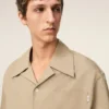 Camisas anchas de manga corta y cuello camp de algodón beige Camisas anchas de manga corta y cuello camp de algodón beige