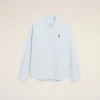 Camisas clásicas de manga larga de algodón azul con cuello abotonado y bordado «ADC» Camisas clásicas de manga larga de algodón azul con cuello abotonado y bordado «ADC»