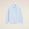 Camisas clásicas de manga larga de algodón azul con cuello abotonado y bordado «ADC» Camisas clásicas de manga larga de algodón azul con cuello abotonado y bordado «ADC»